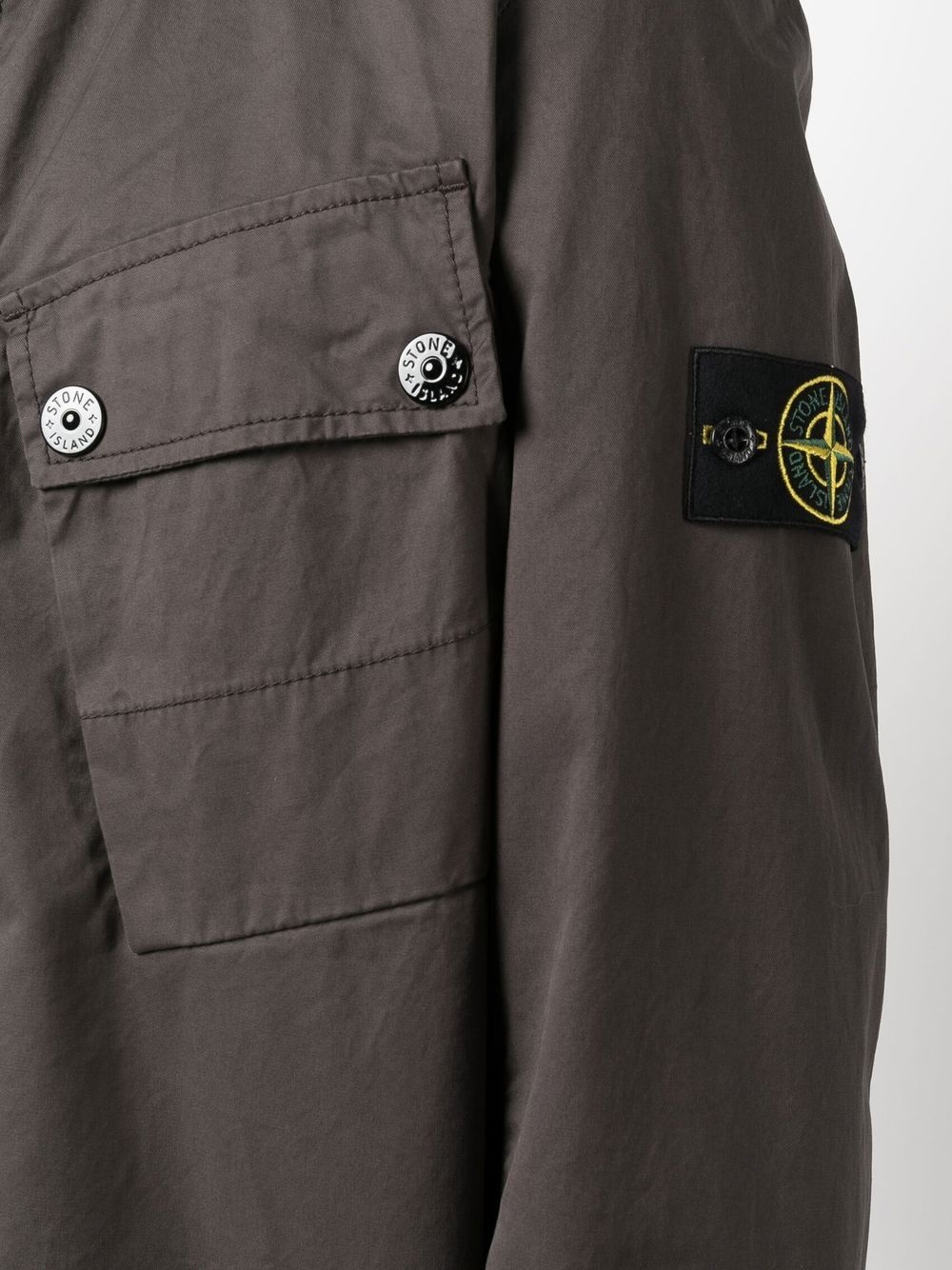 Compass-patch zip-up shirt - 5