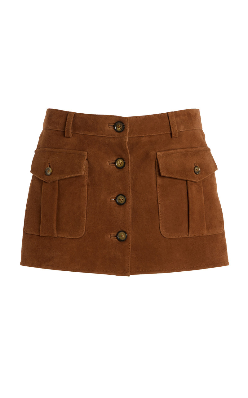 Goatskin Suede Mini Skirt brown 1