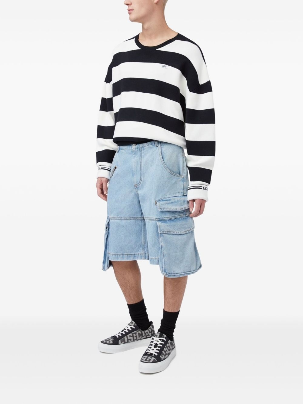 denim cargo shorts - 3