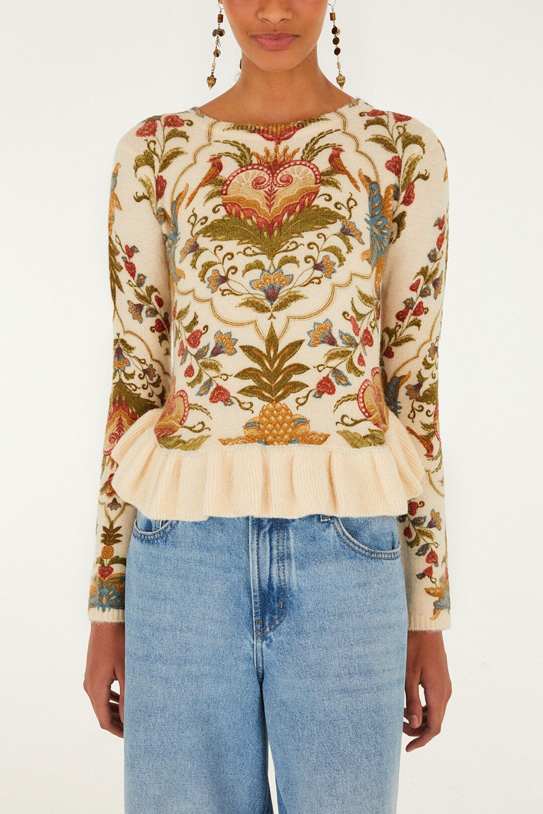 Cream Majestic Hearts Knit Top - 2
