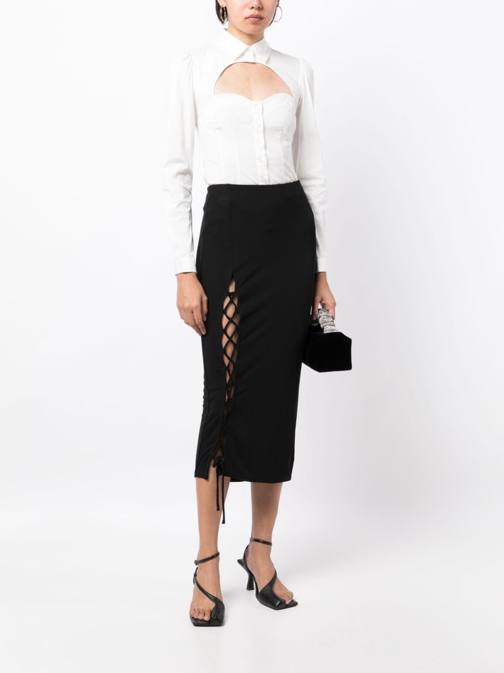 high-waisted lace-up skirt - 2