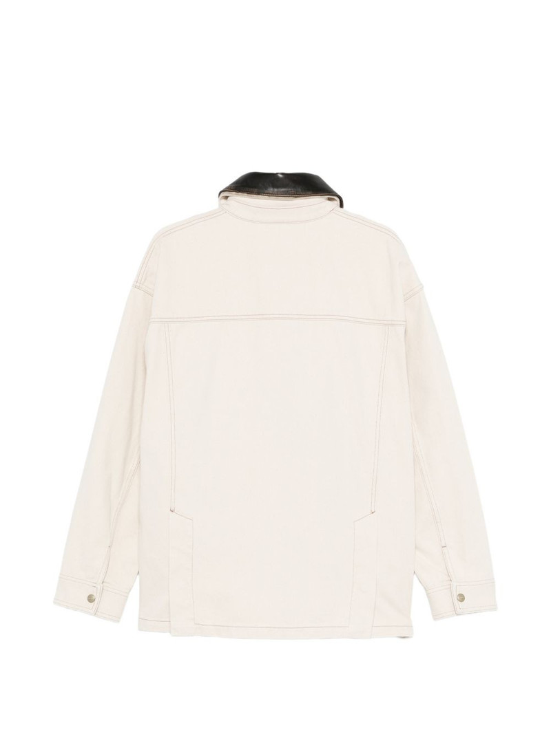 HALFBOY®️ leather-collar denim jacket outlook