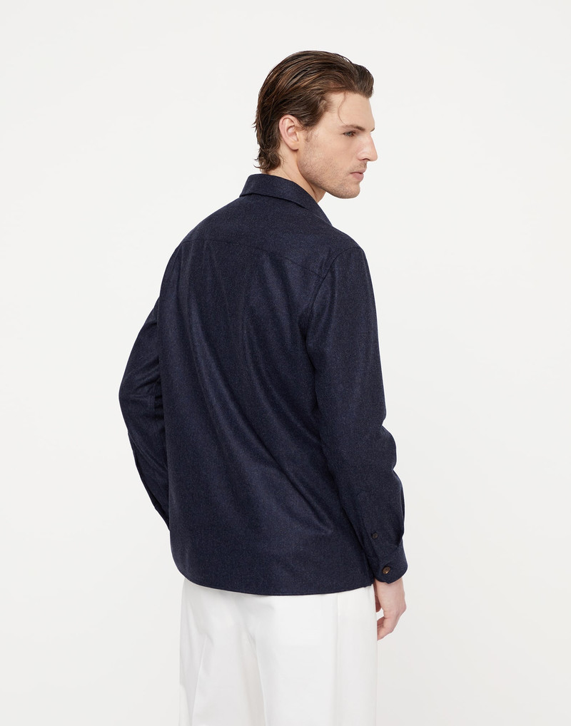 Brunello Cucinelli Virgin wool flannel overshirt with chest pockets outlook