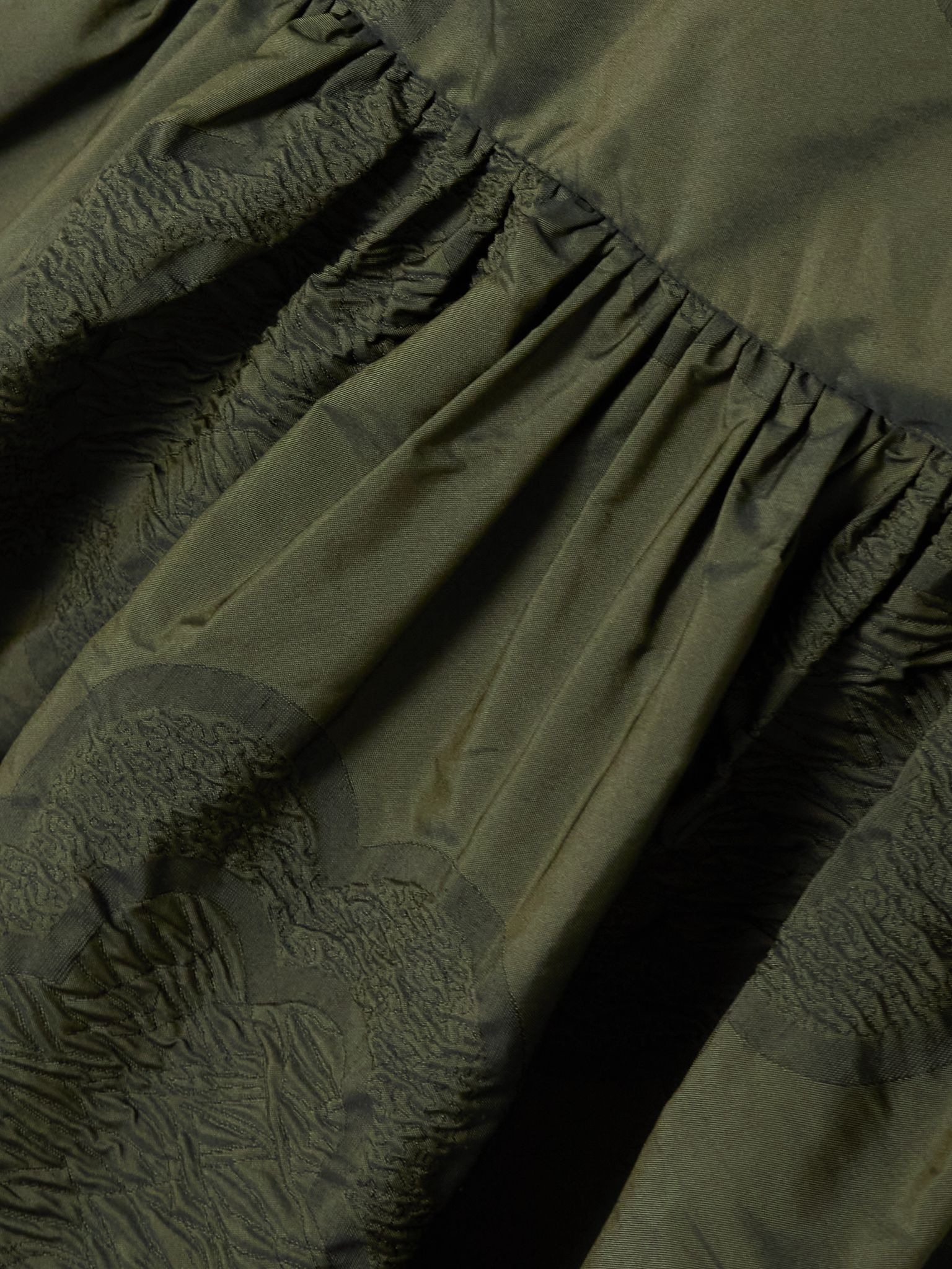 Kelly tiered matelassé-taffeta midi dress Army green - 4