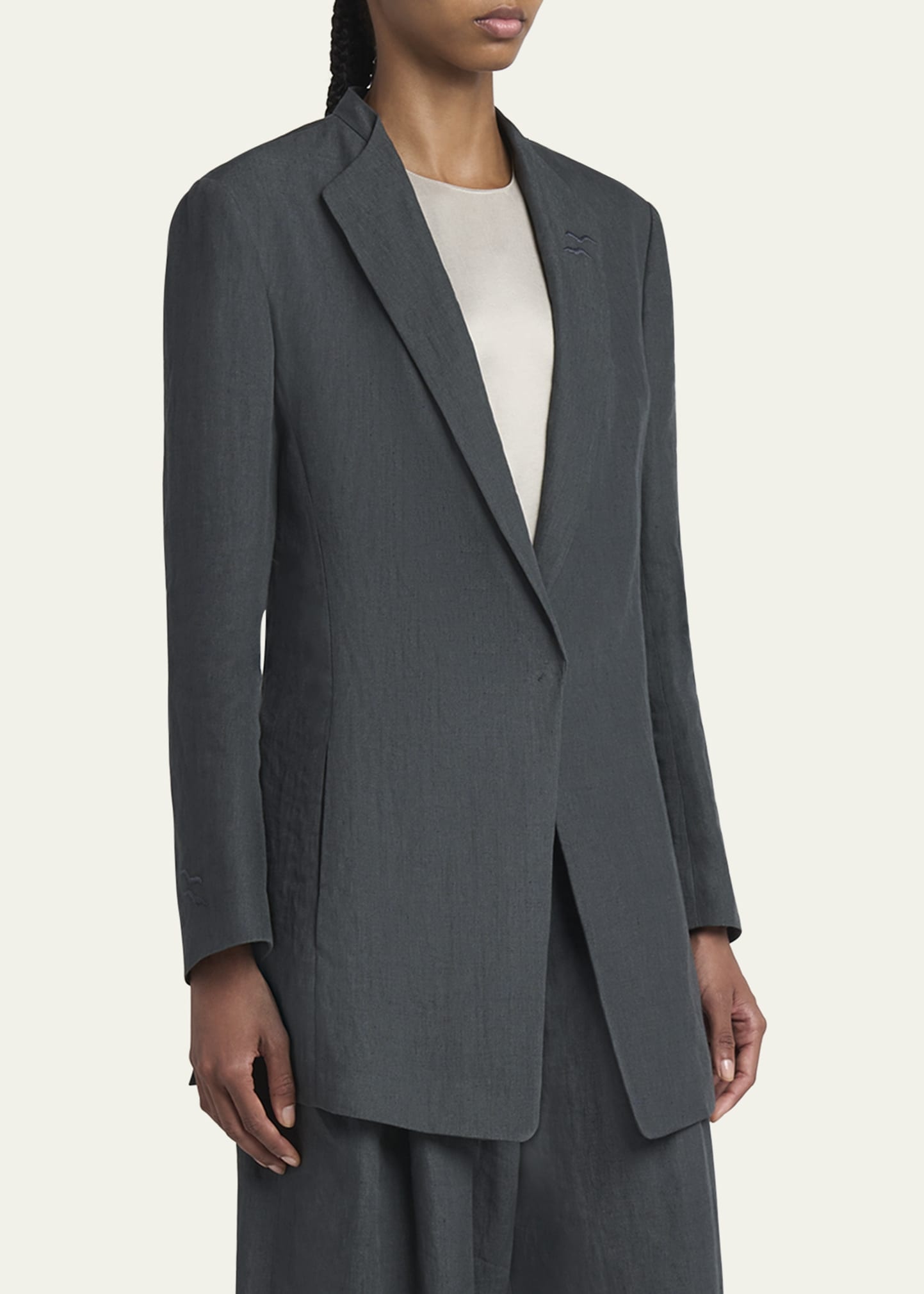 Linen Single-Breasted Blazer - 4