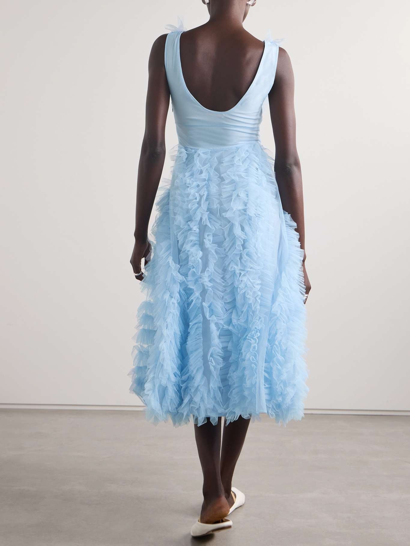 Mertyl tiered ruffled tulle midi dress - 4