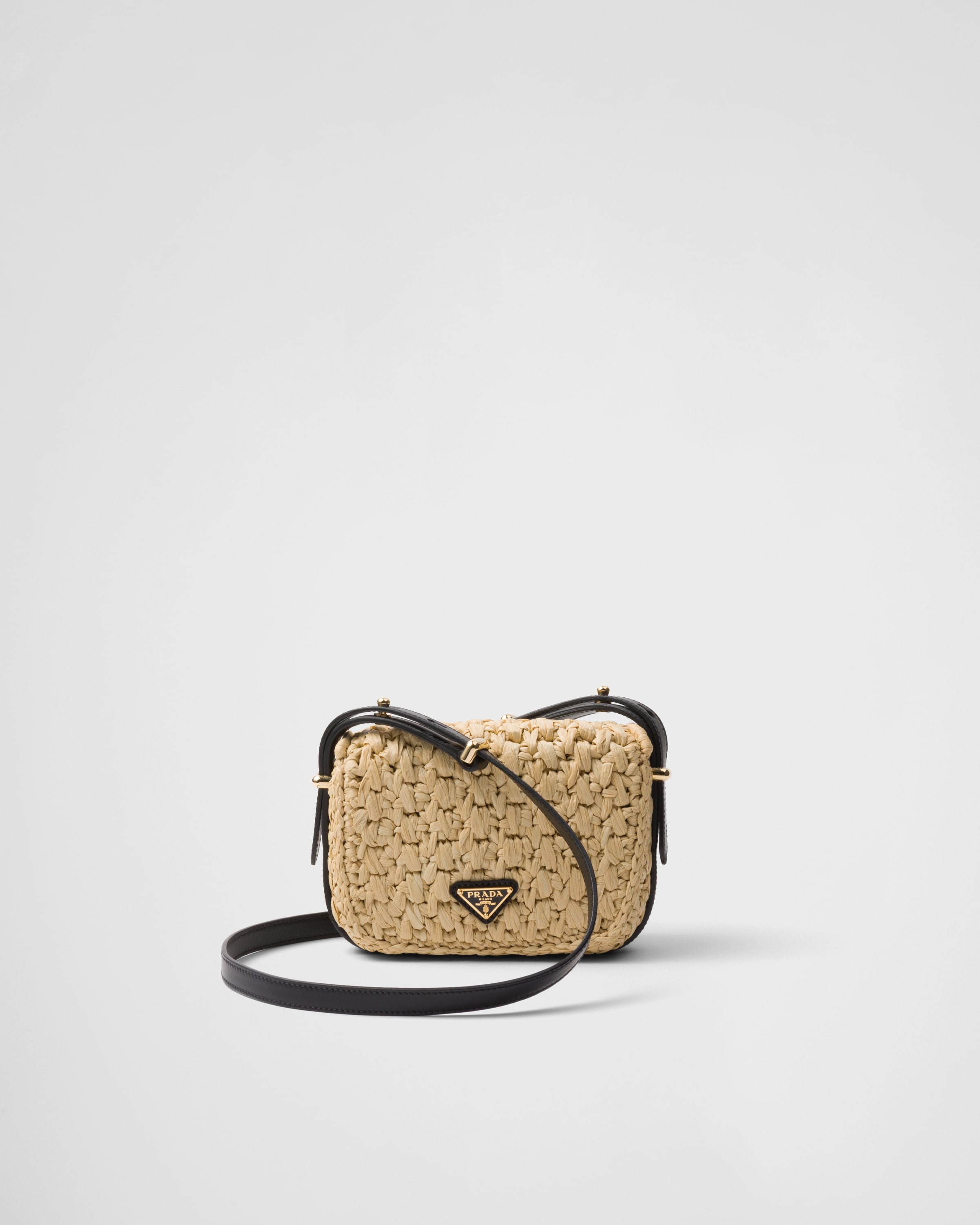 Woven fabric and leather shoulder bag - 3