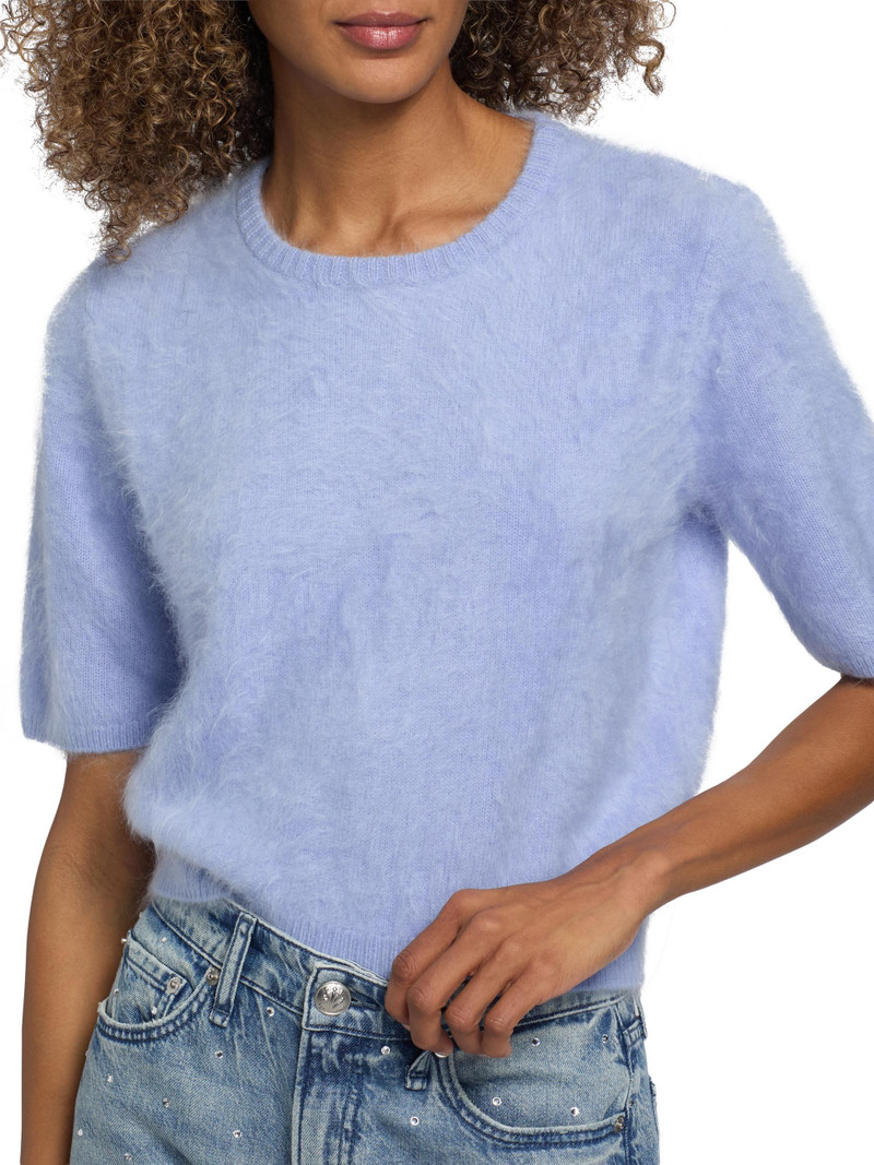 Women's Jada Brushed Cashmere Crop Sweater - Light Blue 6