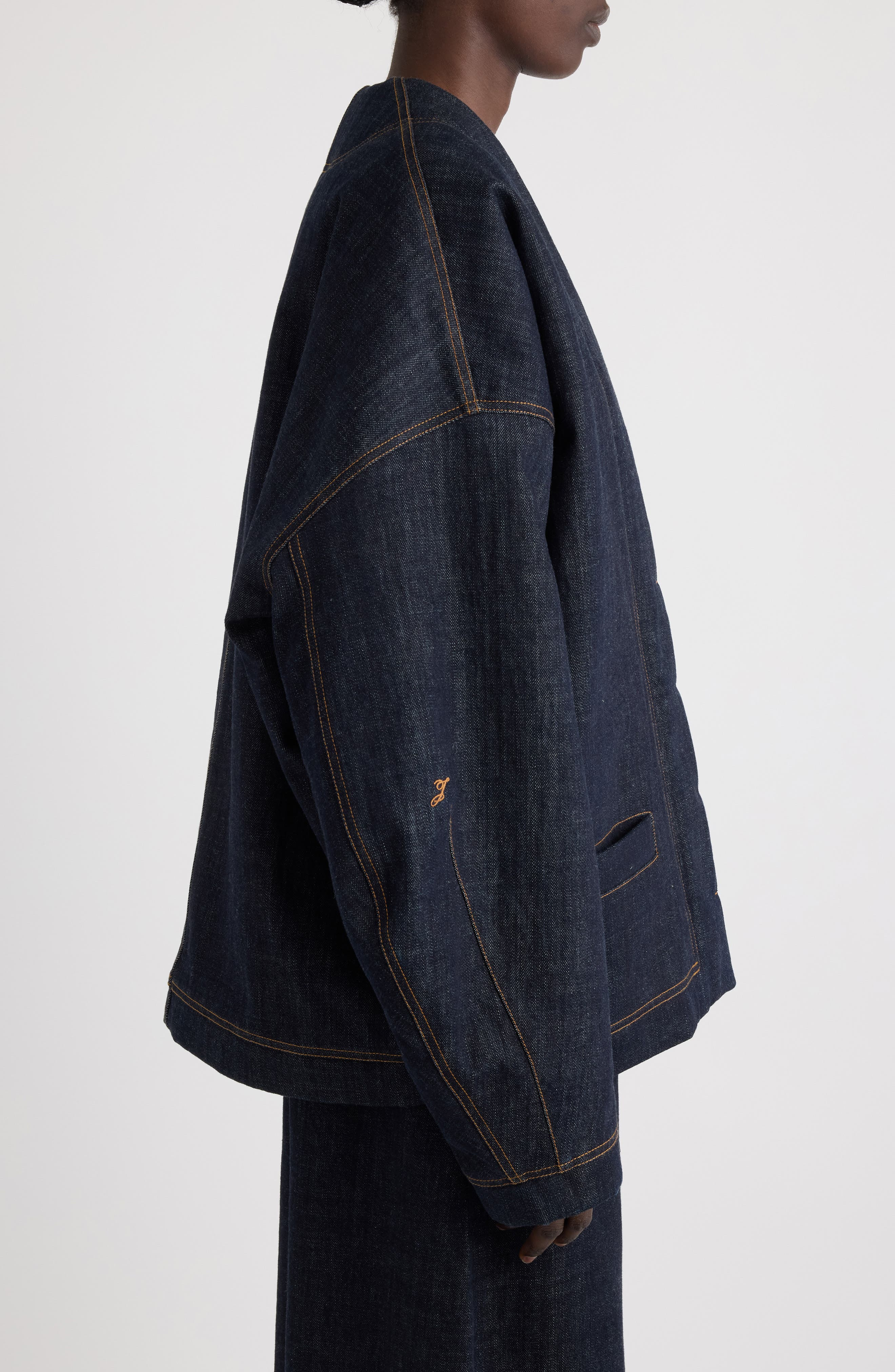 Jacquemus Le Cardigan de-Nîmes Oversize Denim Cardigan in Dark Navy at Nordstrom - 4