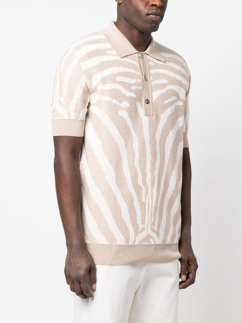 zebra-jacquard polo shirt - 3