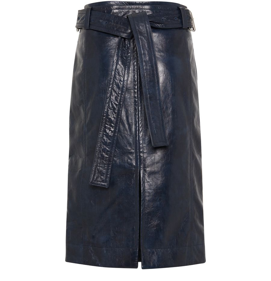 Embossed Leather Midi Skirt - 3