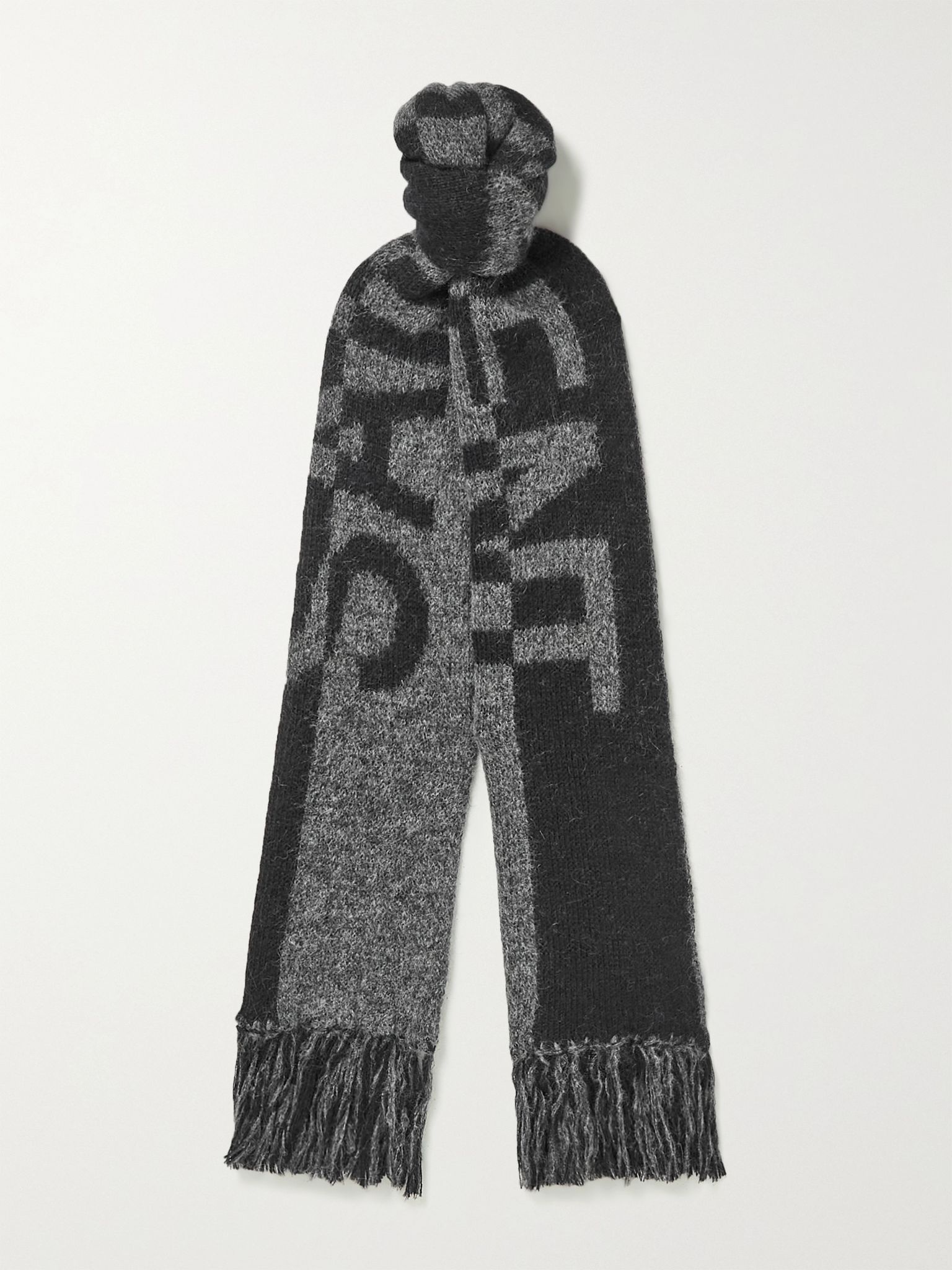 Fringed Logo-Jacquard Wool-Blend Scarf - 1