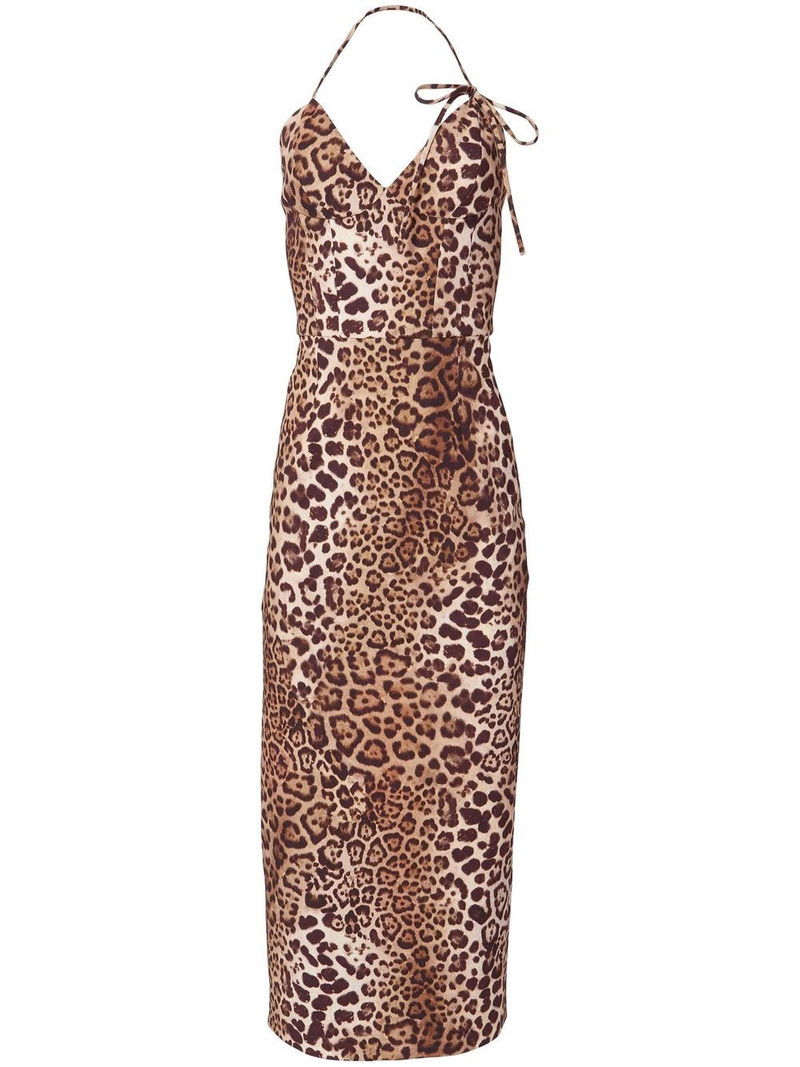 leopard print halterneck dress 1