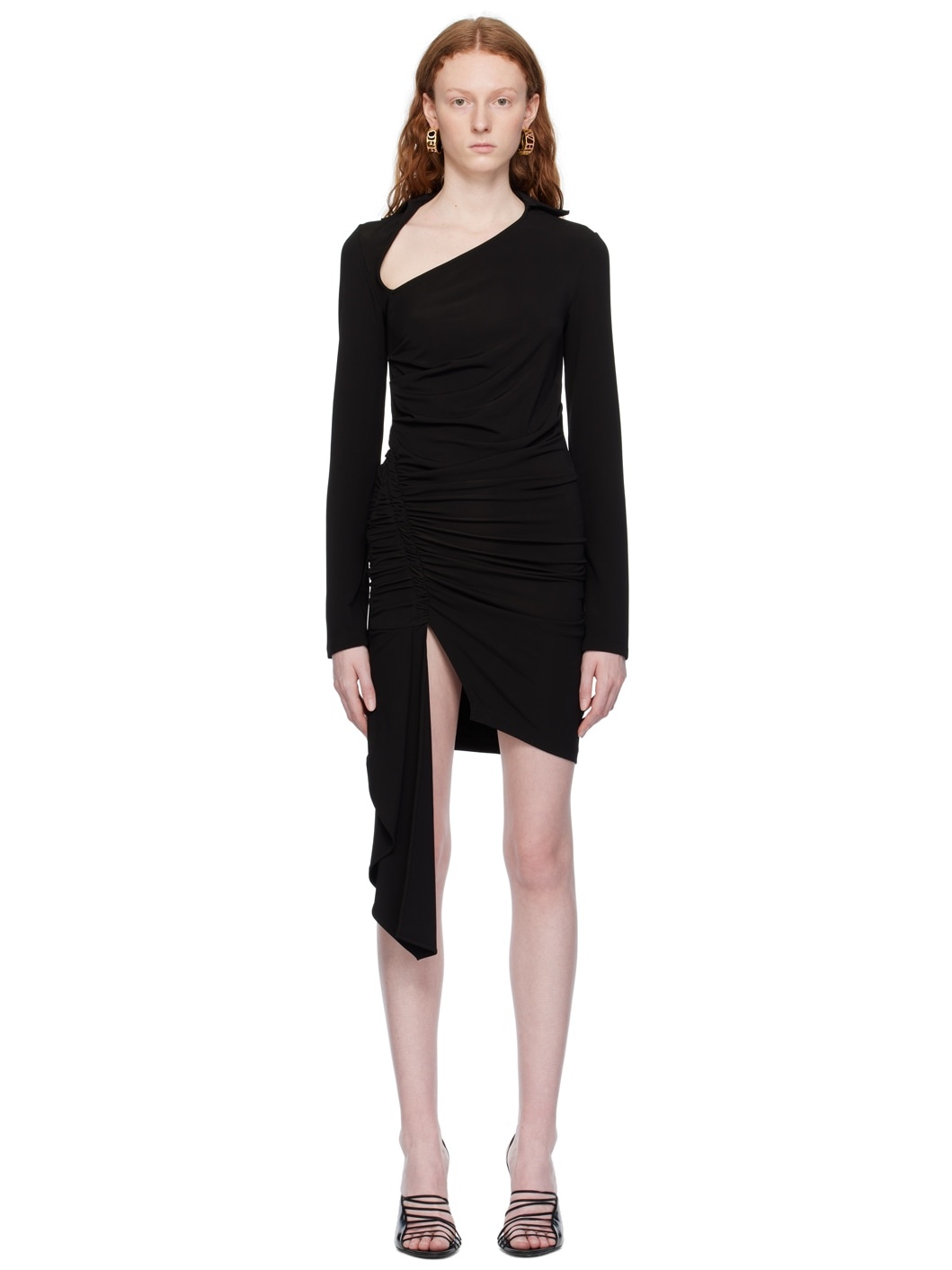 Black Asymmetrical Minidress - 1
