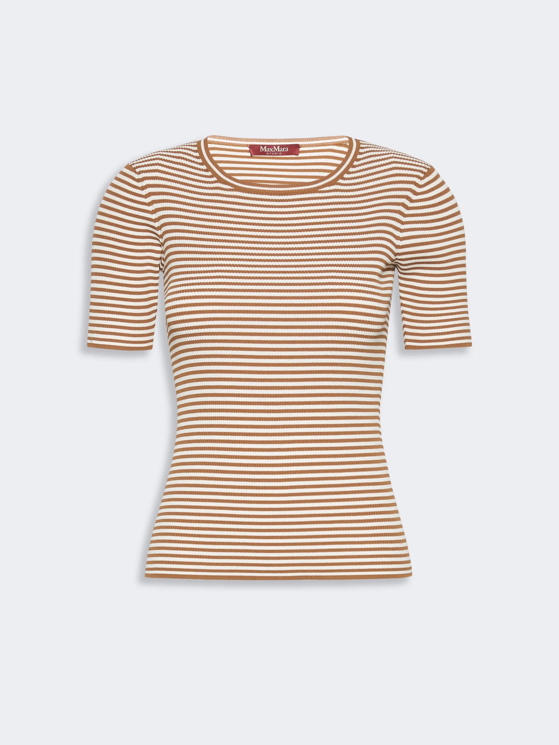 UMANO Slim-fit viscose crepe sweater - CARAMEL - 1