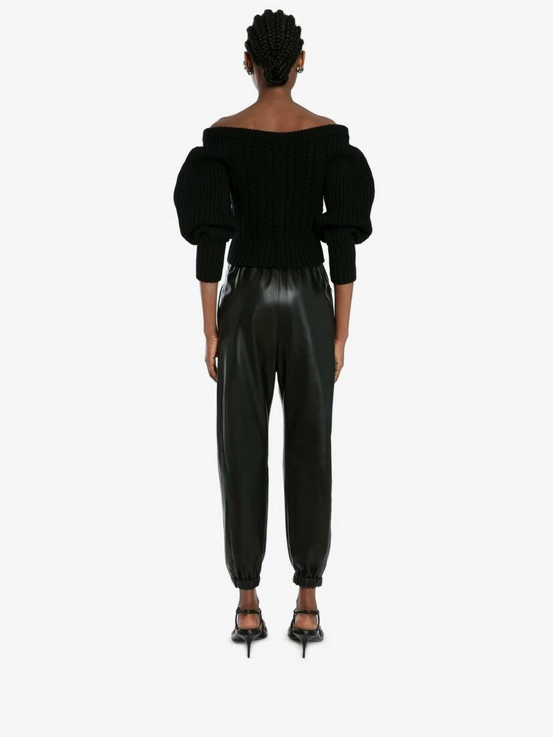 Leather Joggers in Black 4