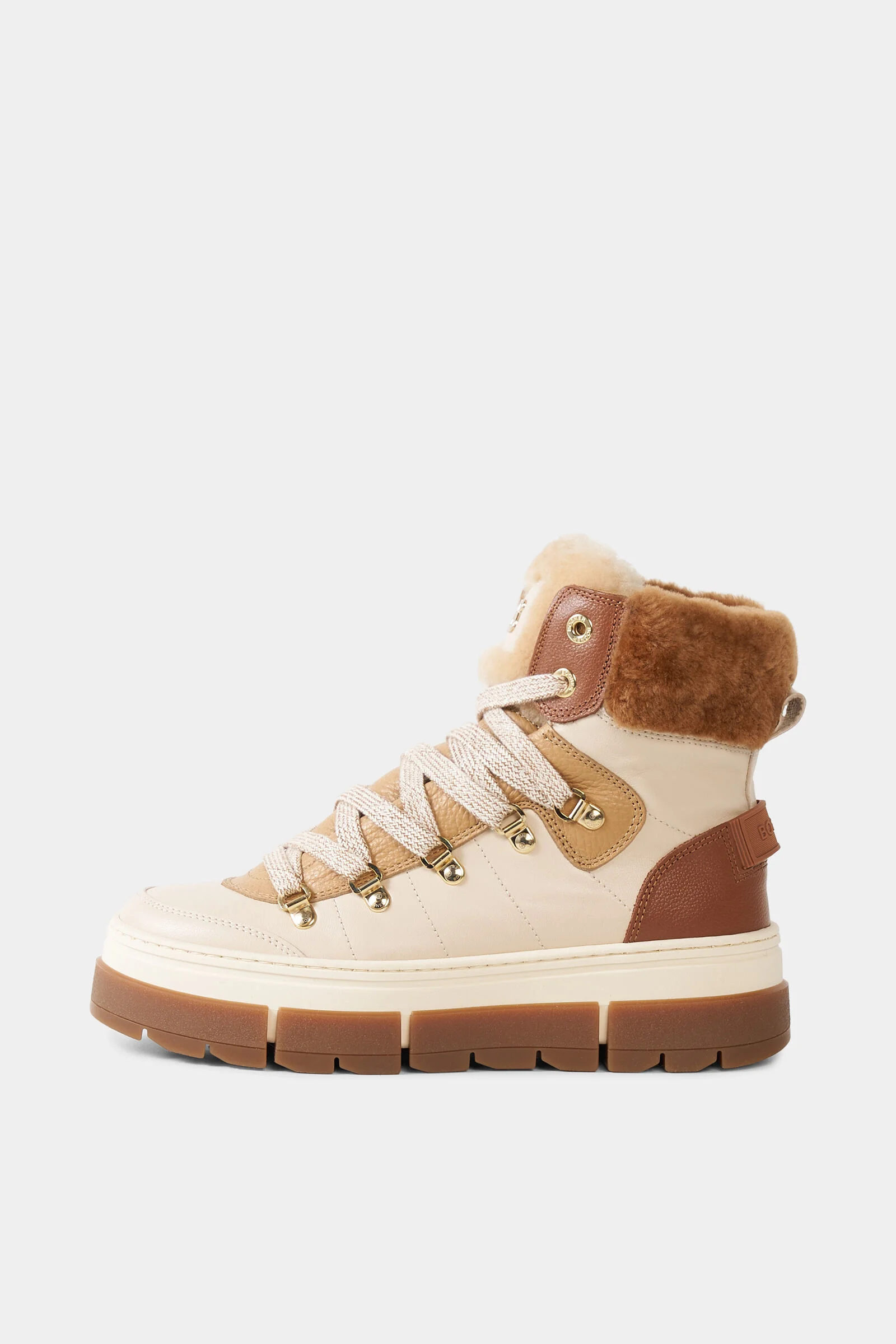 Lace-up boots from Vaduz with spikes in Beige/Cognac - 1