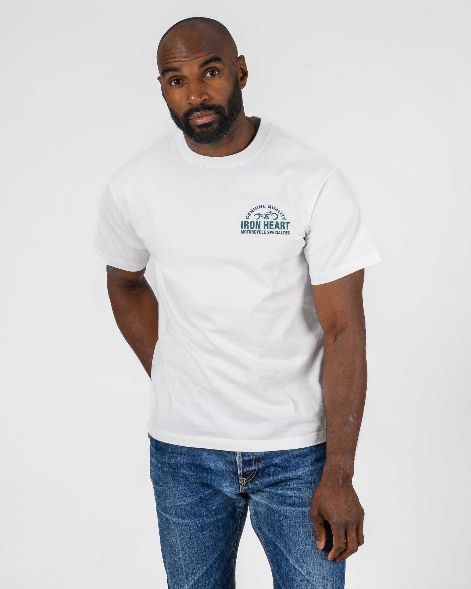 7.5OZ PRINTED LOOPWHEEL CREW NECK T-SHIRT - WHITE - 3