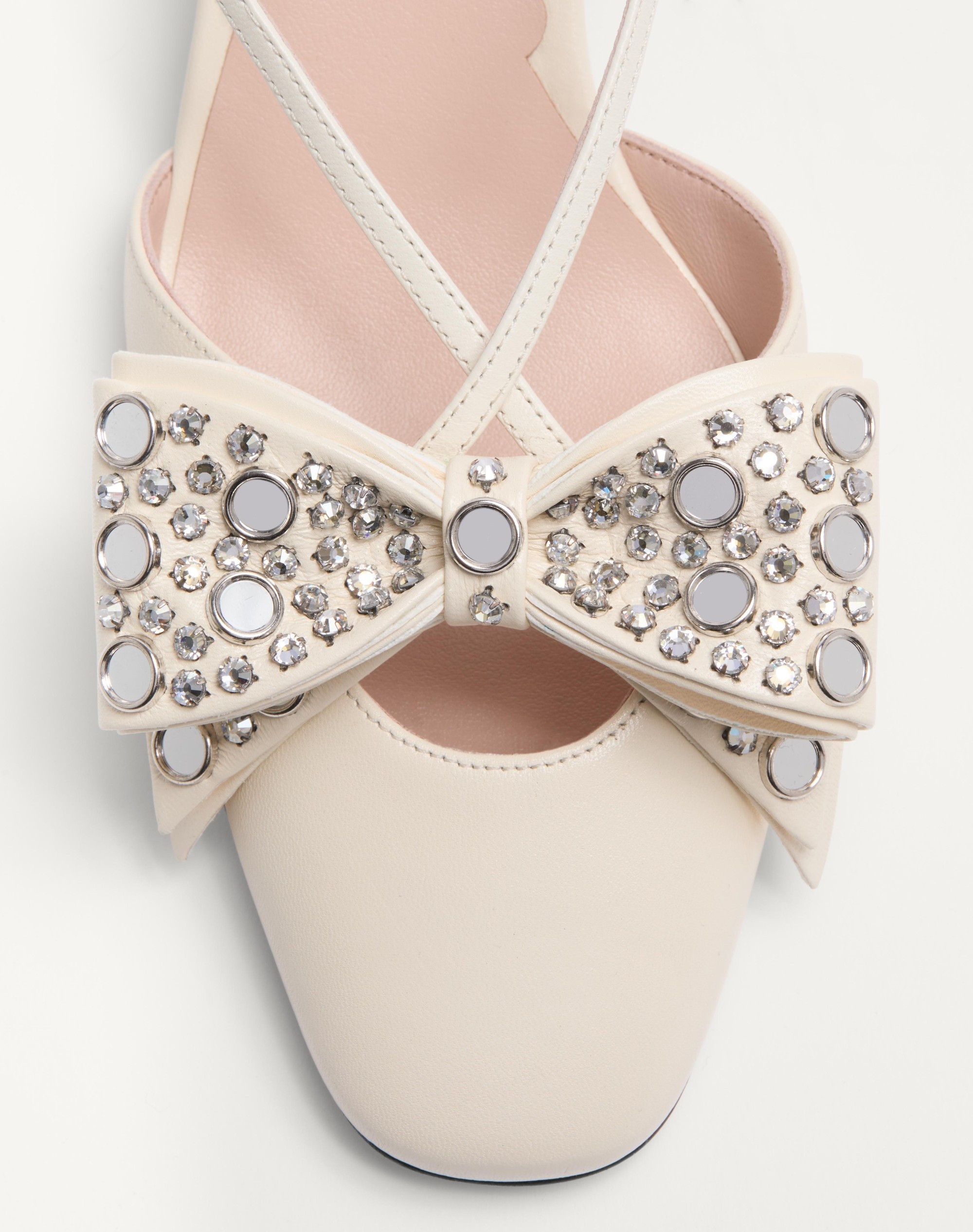 BOWOW SLINGBACK PUMPS IN KIDSKIN WITH MIRRORS AND CRYSTALS 45MM - 7