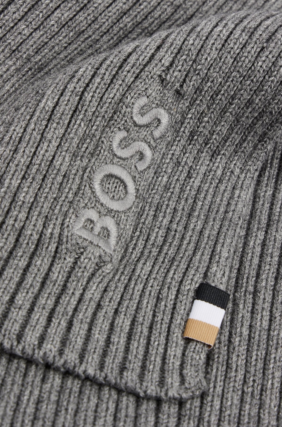 RIBBED SCARF IN A COTTON BLEND WITH LOGO DETAILS - 4