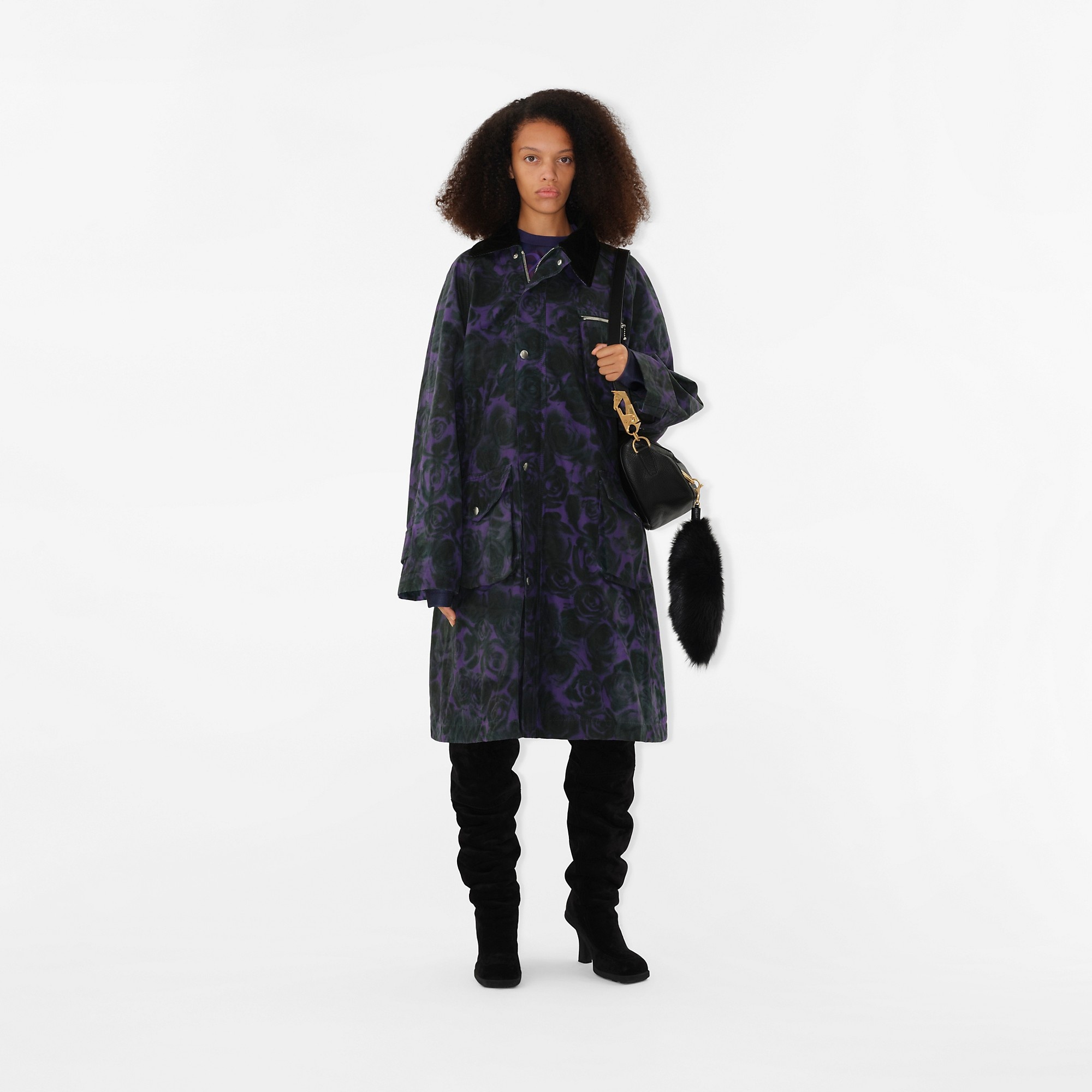 Rose Print Cotton Car Coat - 2