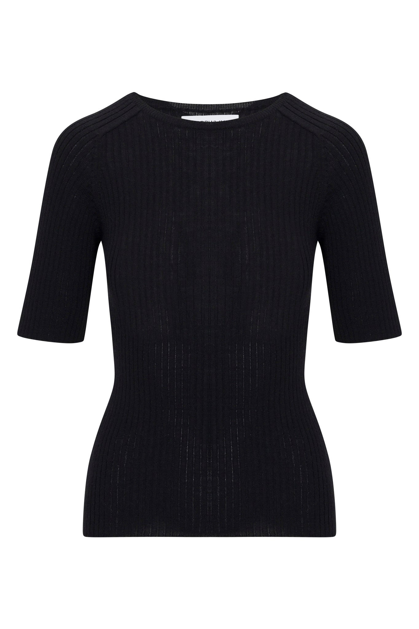 BLACK CASHMERE MID SLEEVE CREWNECK - 6