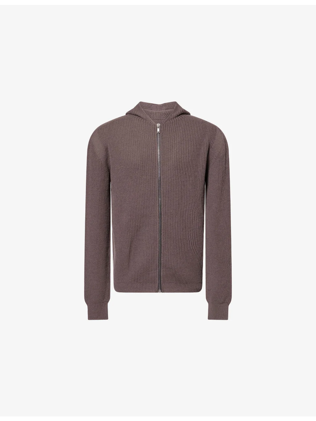 Zipped Rib-Knit Wool Hoody - 1