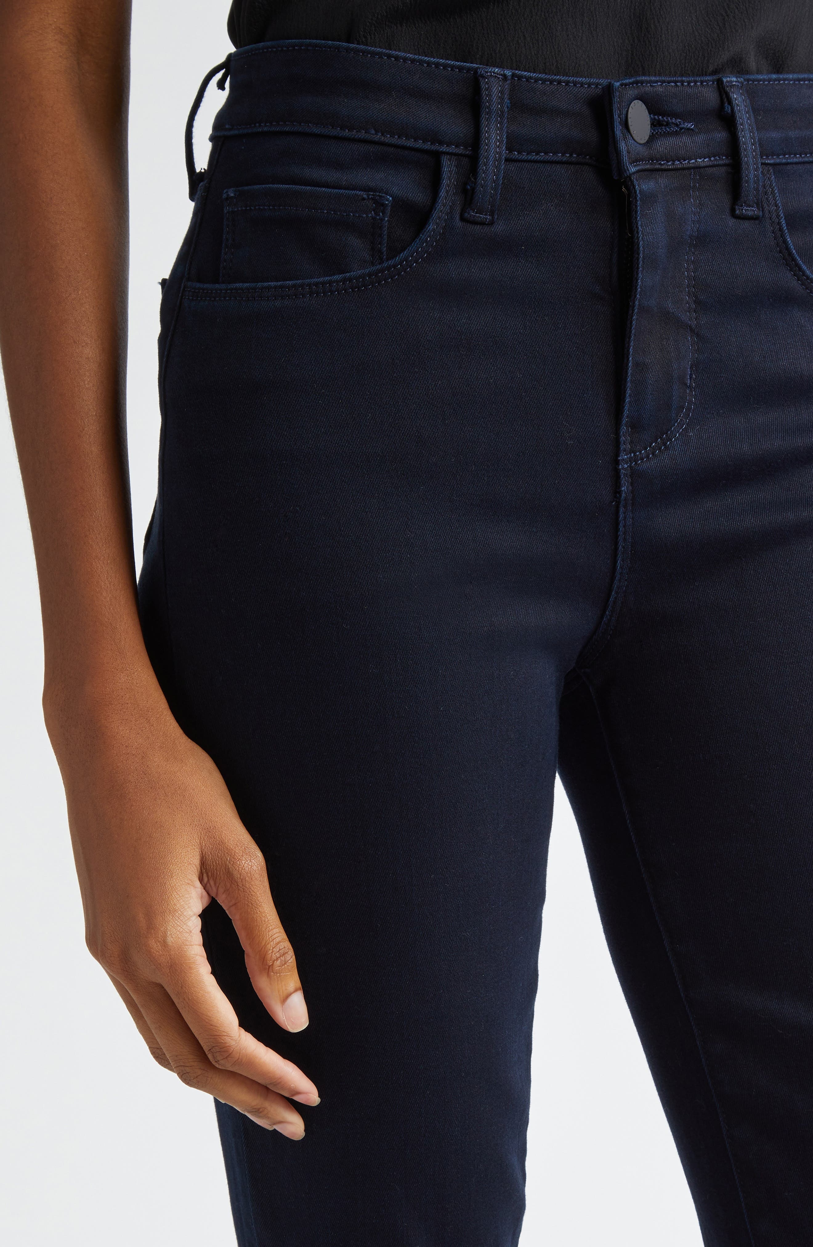 L'AGENCE Ruth Coated High Waist Raw Hem Straight Leg Jeans in Metro Coated at Nordstrom - 5