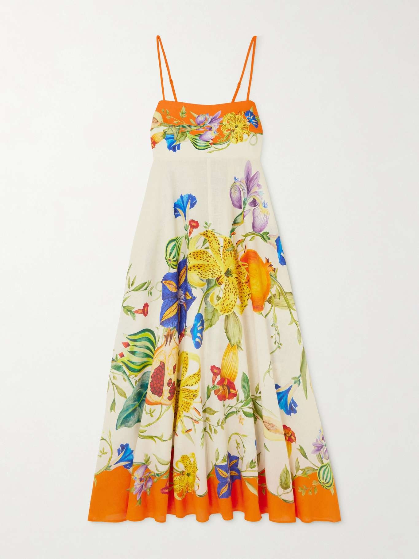 Flores floral-print smocked linen midi dress Multi - 1