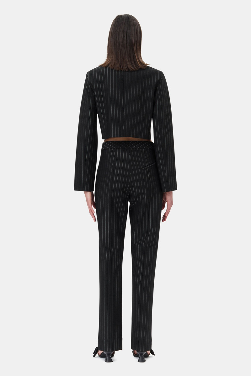 BLACK PINSTRIPED CROPPED BLAZER 5