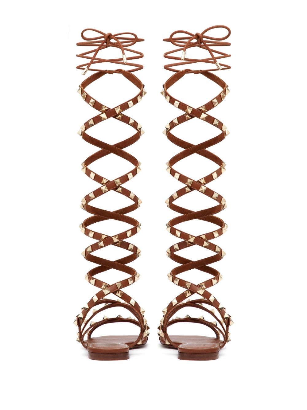 Rockstud lace-up leather sandals - 3