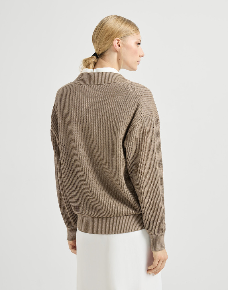 Sparkling cotton ribbed net sweater 3