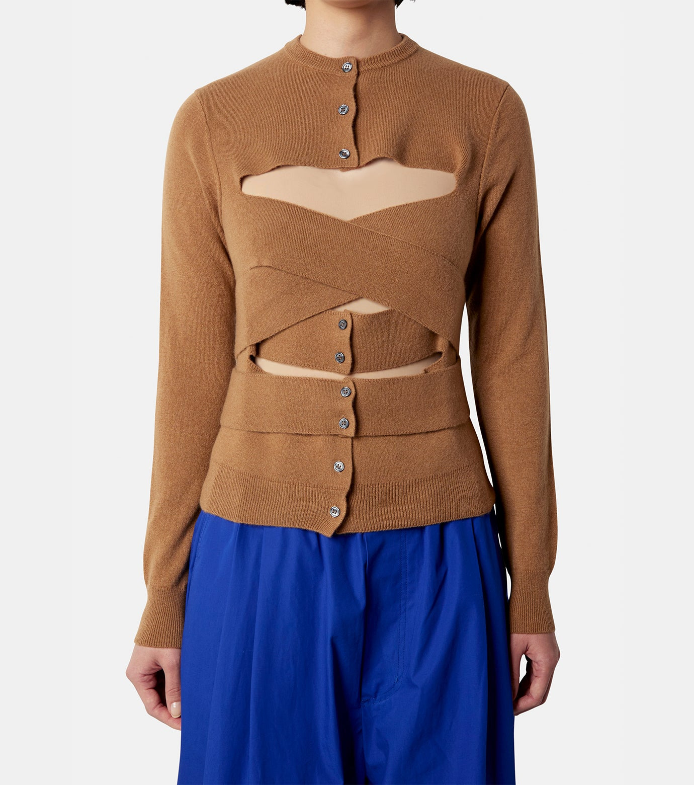 Crewneck Wrap Cardigan w/Cut-Out - 2