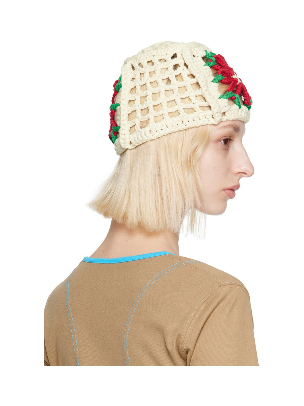 Off-White Flower Beanie - 3