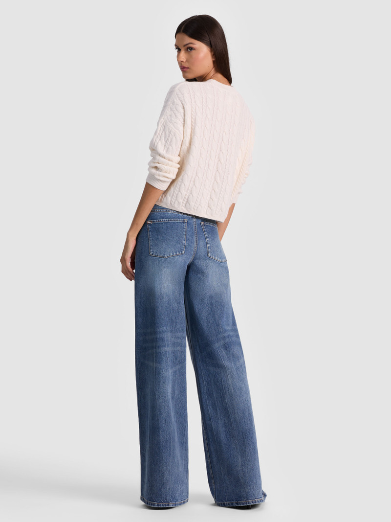 Alice + Olivia CECILIE CASHMERE CABLEKNIT PULLOVER outlook