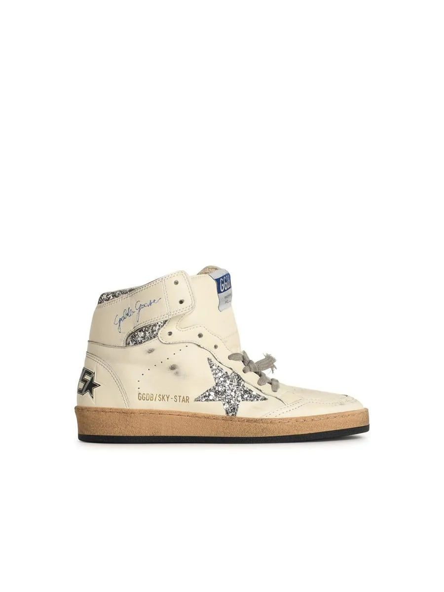 Golden Goose 'Sky Star' White Leather Sneakers - 1