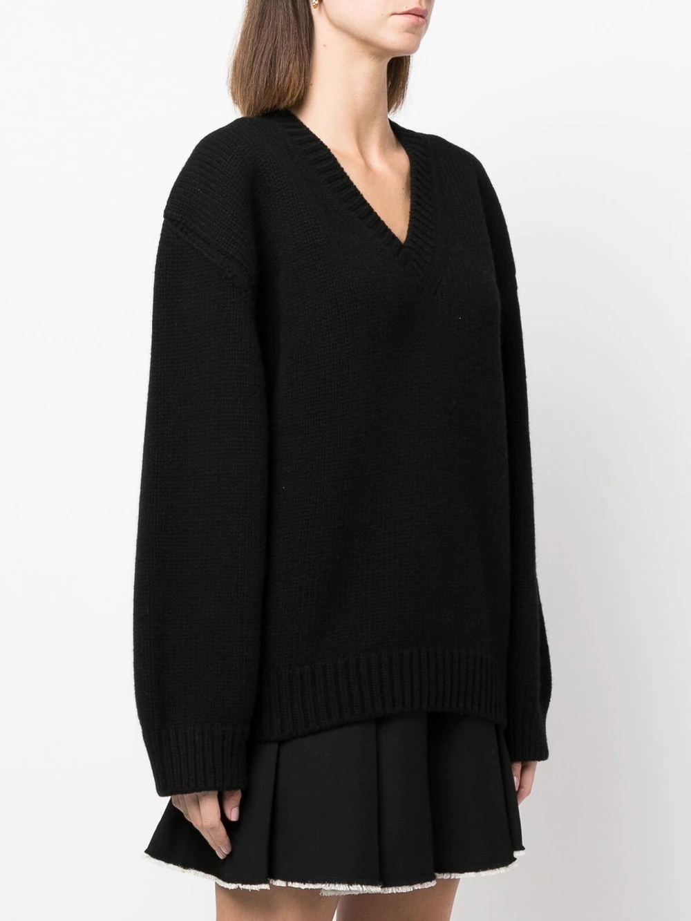 V-neck knitted long-sleeve jumper - 3