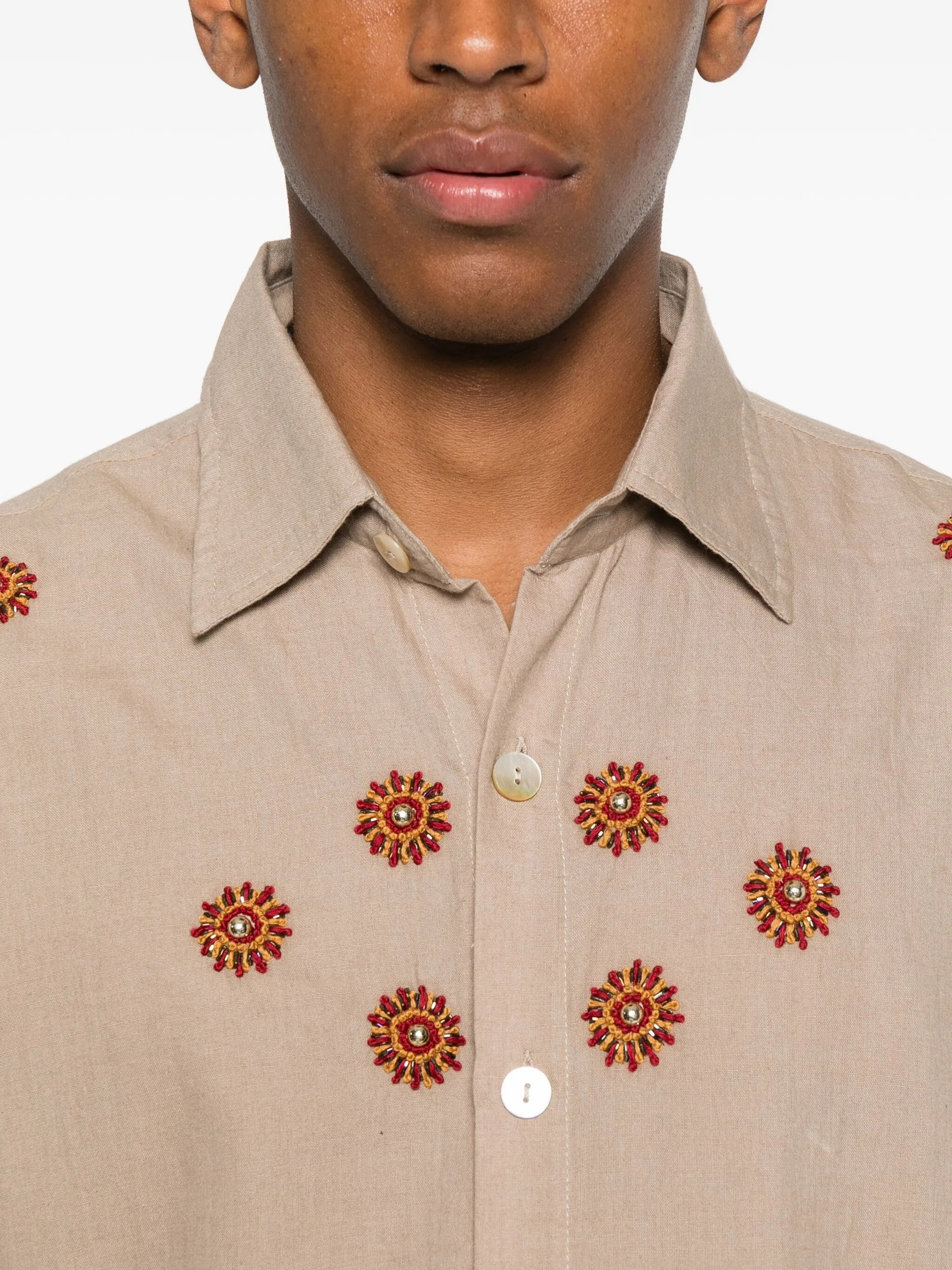 embroidered floral shirt - 5