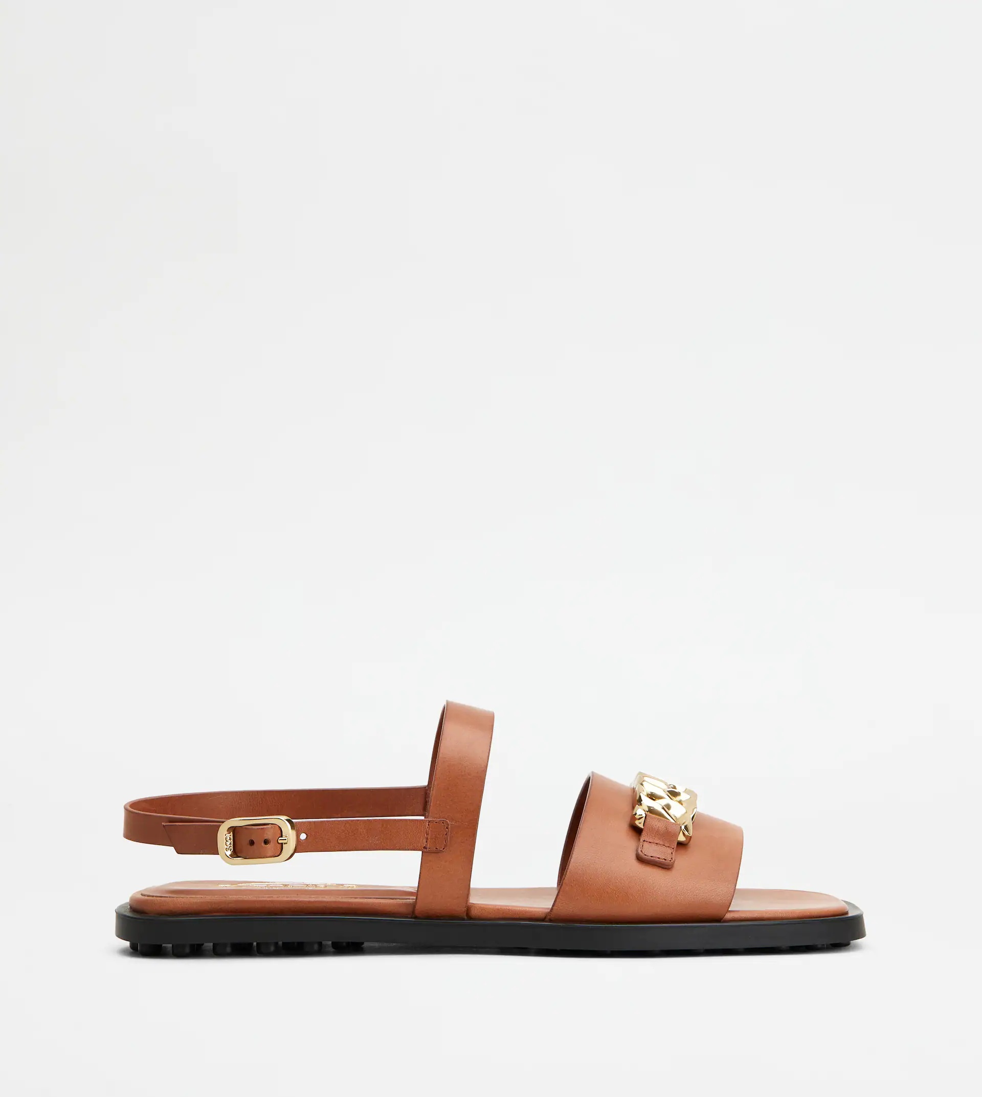 SANDALS IN LEATHER - BROWN - 1