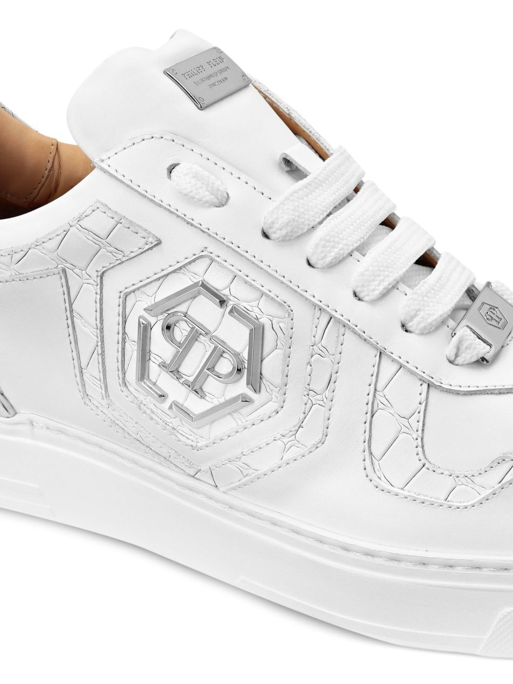 crocodile-embossed logo trainers - 4