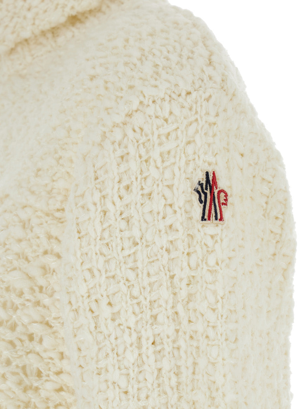 Moncler Grenoble Women White Turtleneck Sweater With Logo Patch In Virgin Wool Blend Woman - 3