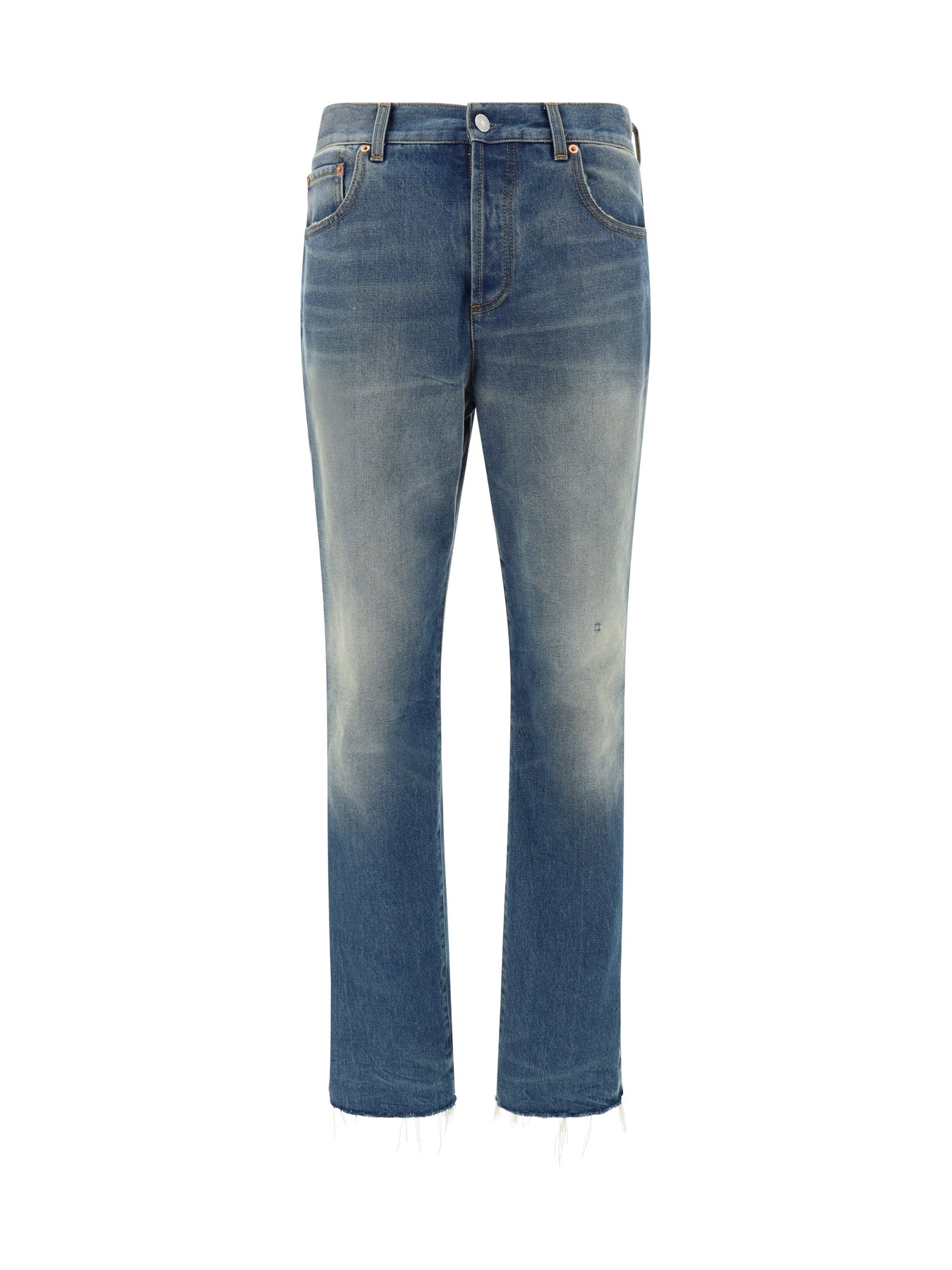 Cotton jeans with logoed label - 1