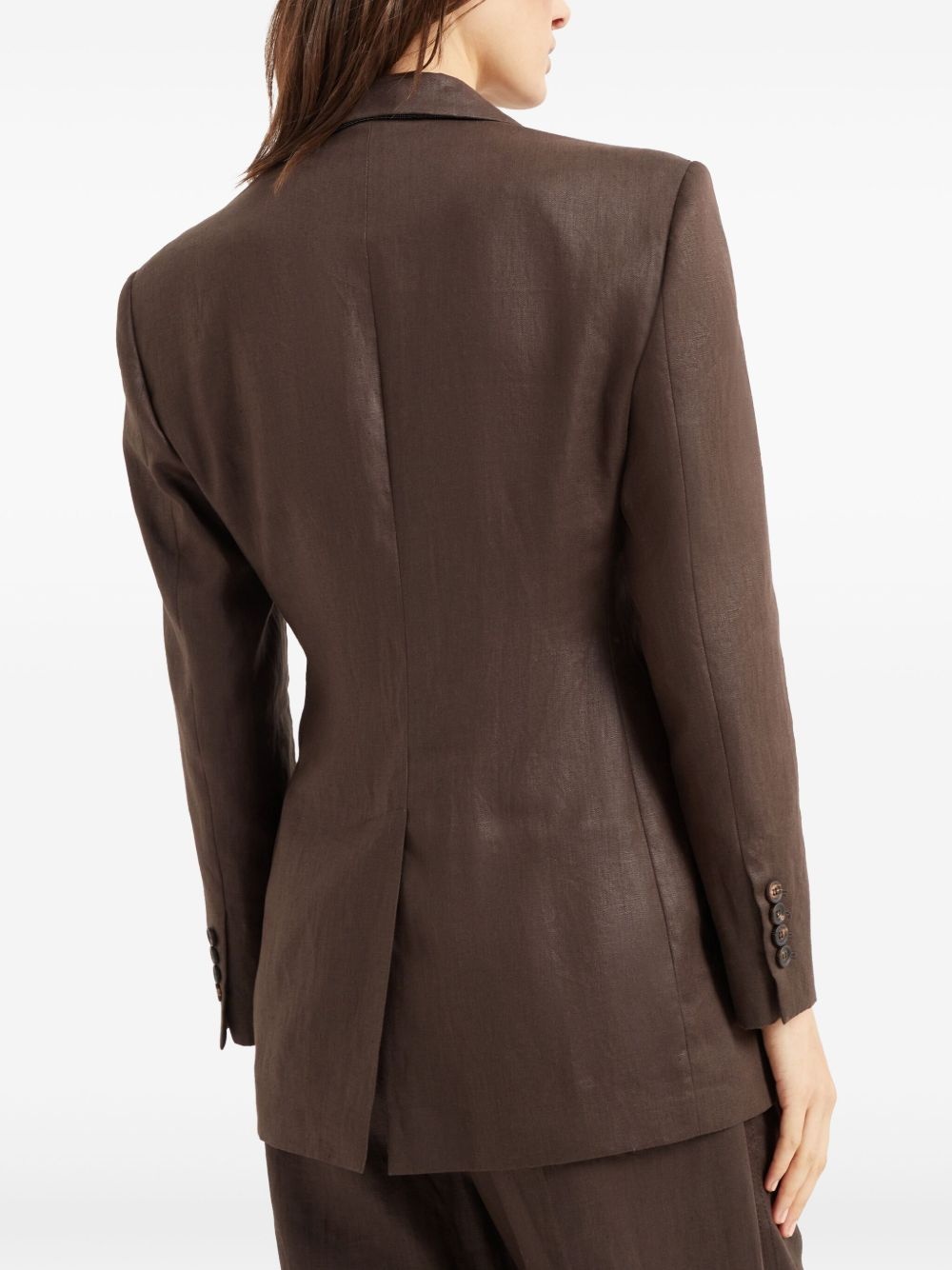 double-breasted twill blazer - 4