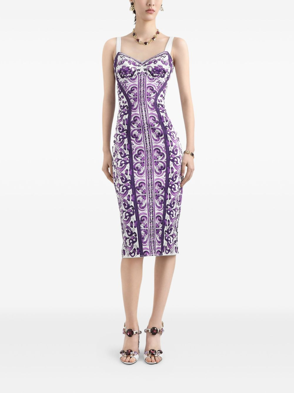 Majolica-print midi dress - 2