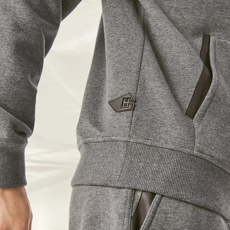 Jogging crewneck sweater with leather detail 3