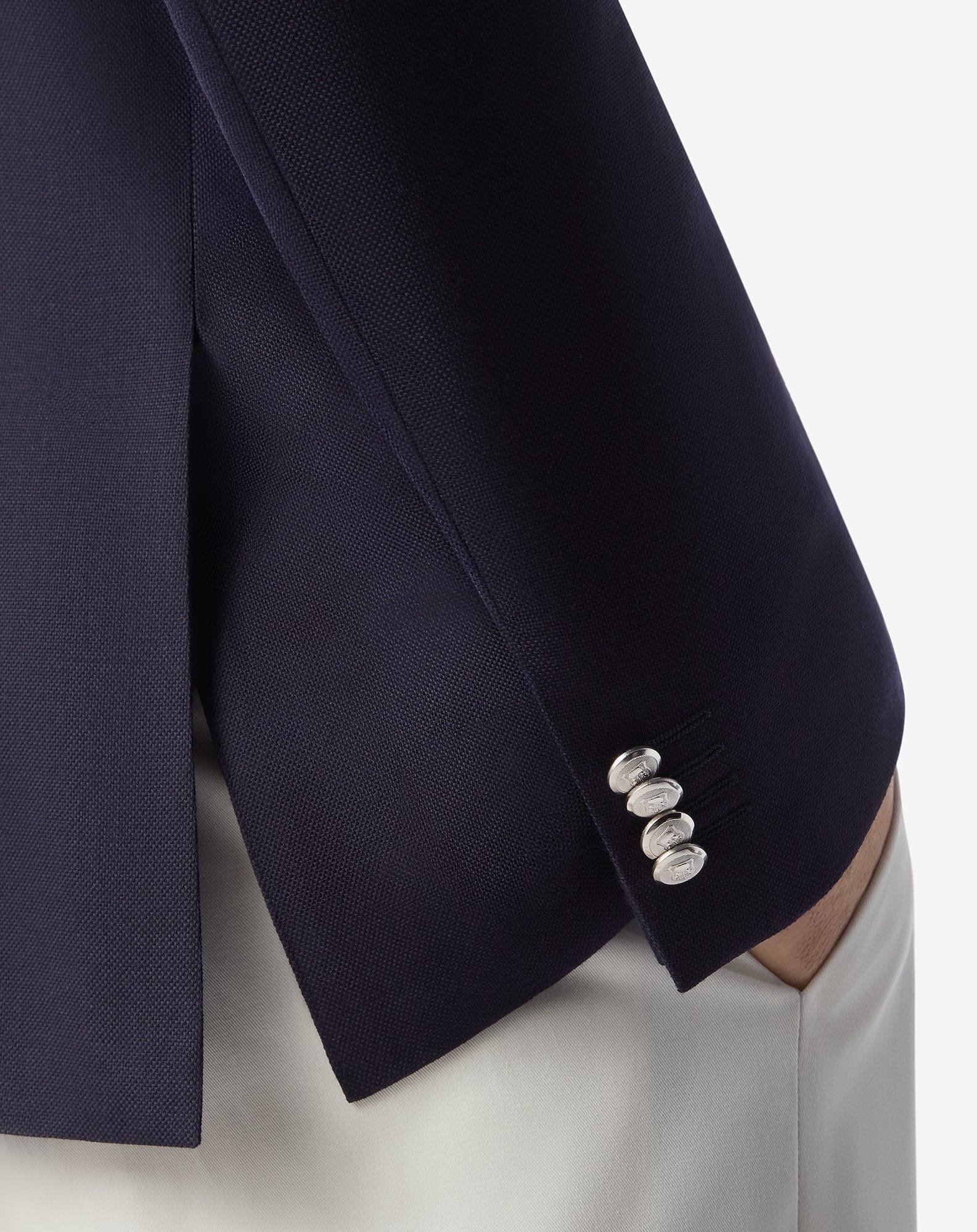 Navy blue 150's wool hopsack jacket - 5