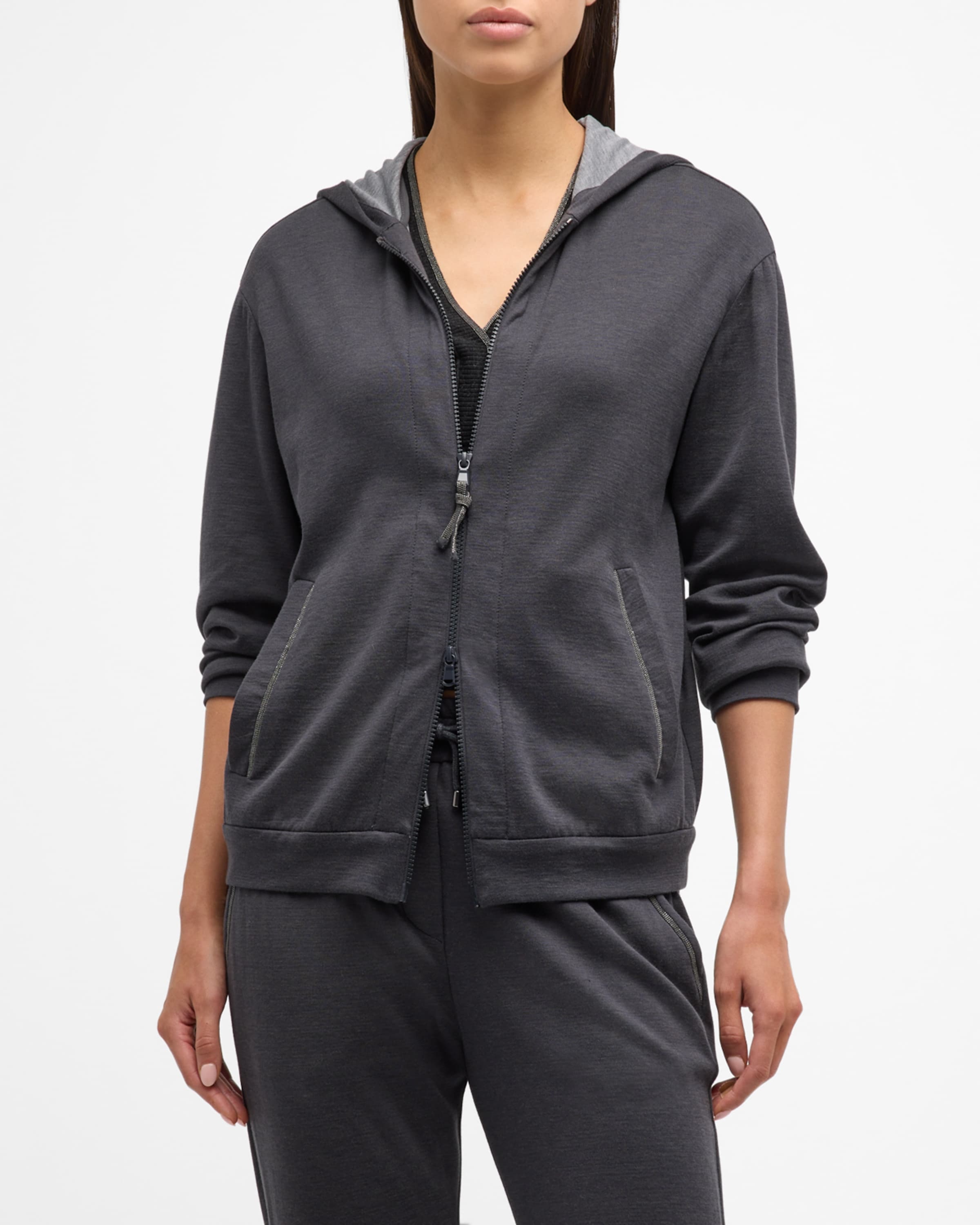 Cotton Silk Hooded Zip-Up Cardigan - 2