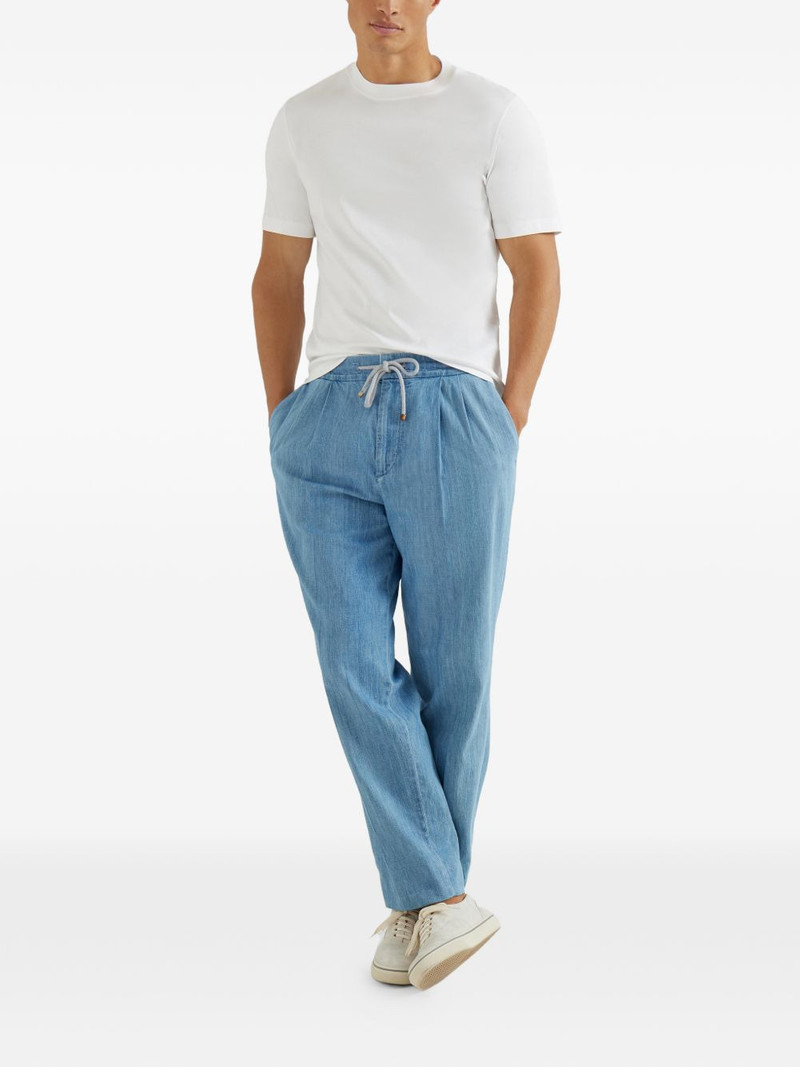 Brunello Cucinelli drawstring-waist pleated jeans outlook