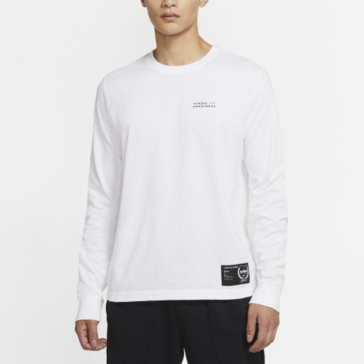 Nike Lebron Dri-Fit Round Collar Basketball Long Sleeved T-Shirt Men's White CV2080-100 - 3