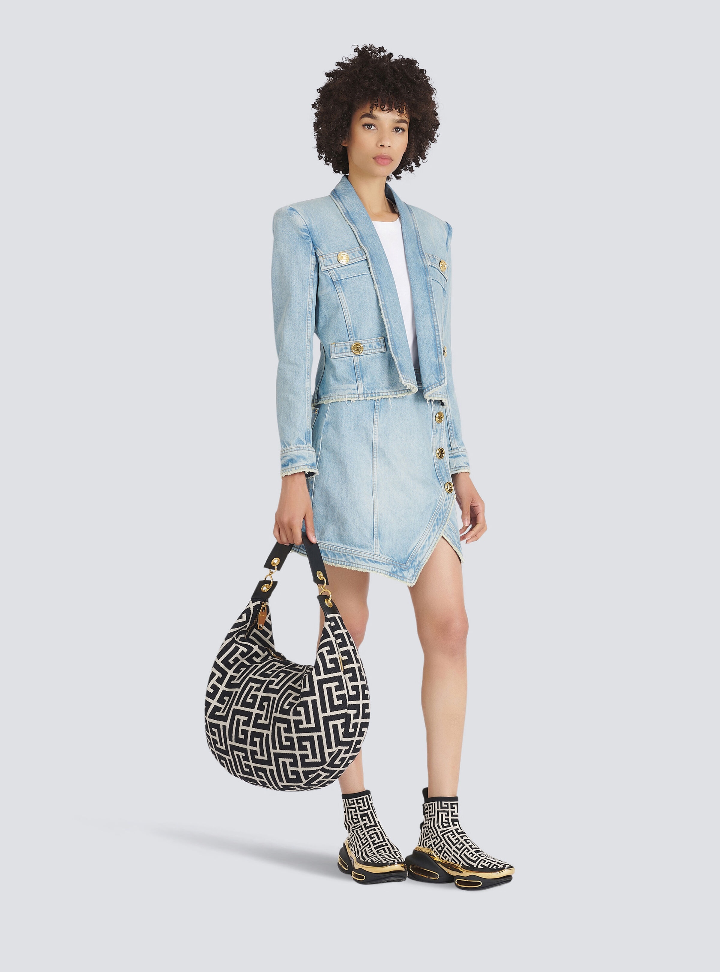 Short asymmetrical denim skirt - 2